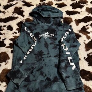 Hollister Black and Gray Tie-Dye Hoodie